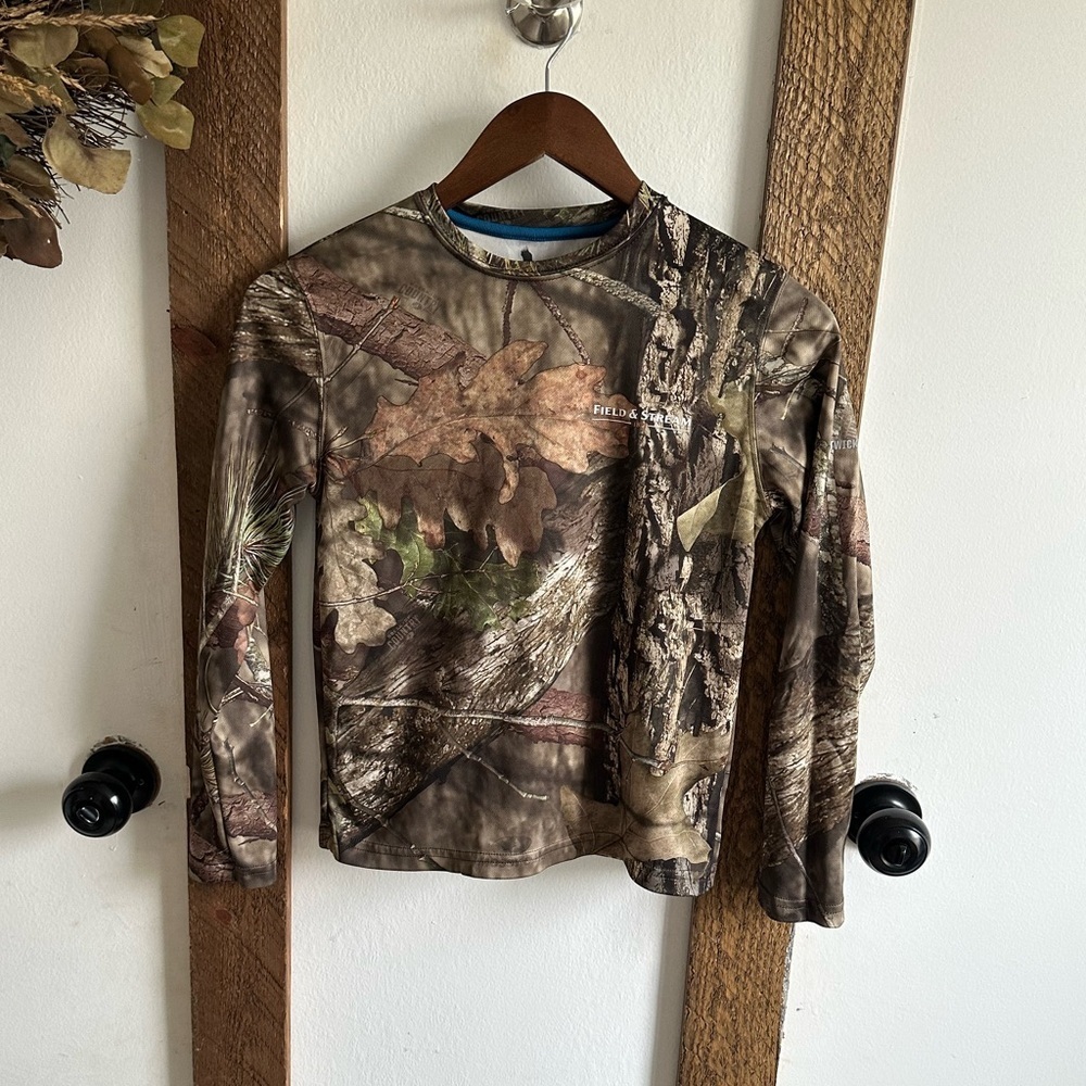 Field & Stream Boy Girl Youth Medium Camo Silky Long Sleeve Shirt Camouflage